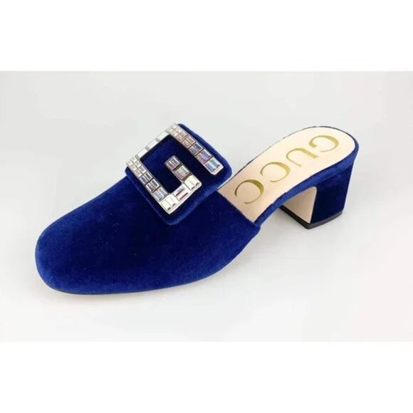 NIB Gucci Slip-on Mules In Blue Size 36 - Picture 1 of 9